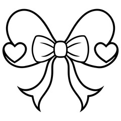 Bow with hearts Line Art