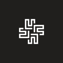 Letter U square, round geometric symbol simple logo vector