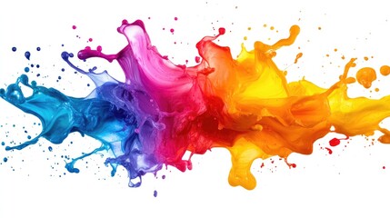 Multi colors of paint splash crossing each other on transparent png without background.