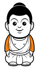 Obraz premium buddha isolated black outline vector illustration, transparent background