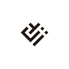 Letter y, j and i heart, square geometric symbol simple logo vector