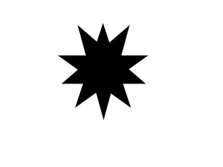 A black star with a white background