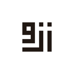 Letter g, j and i square geometric symbol simple logo vector
