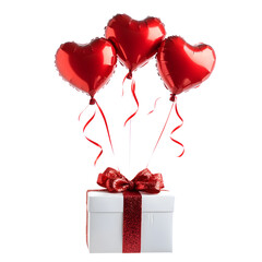 Red Heart Balloons with Gift Boxes Without Background