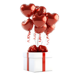 Red Heart Balloons with Gift Boxes Without Background