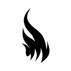 Fire flame icon. Black icon isolated on white background. Fire flame silhouette. design vector element.
