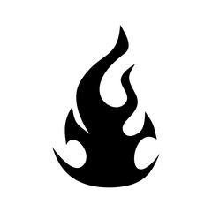 Fire flame icon. Black icon isolated on white background. Fire flame silhouette. design vector element.
