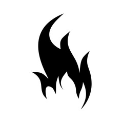 Fire flame icon. Black icon isolated on white background. Fire flame silhouette. design vector element.
