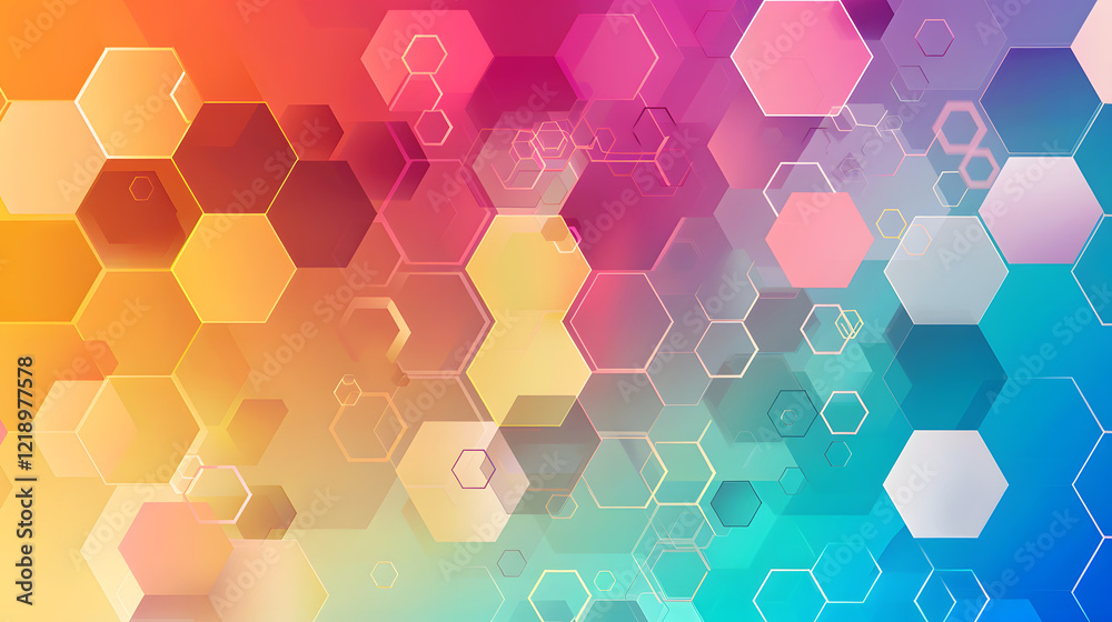 Poster dynamic trendy simple color gradient abstract background with hexagon texture effects, generative ai