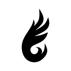 Fire flame icon. Black icon isolated on white background. Fire flame silhouette. design vector element.
