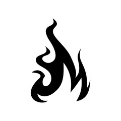 Fire flame icon. Black icon isolated on white background. Fire flame silhouette. design vector element.
