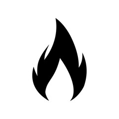 Fire flame icon. Black icon isolated on white background. Fire flame silhouette. design vector element.
