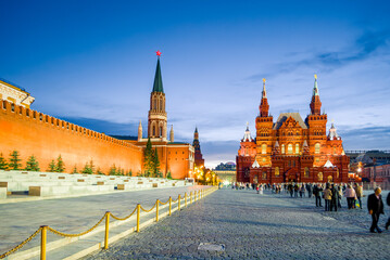 Obraz premium Nikolskaya Tower of the Moscow Kremlin Historical Museum on Red Square. Russia