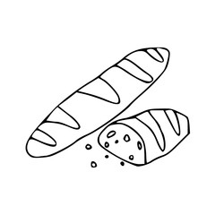 a drawing of a baguette and a slice of bread