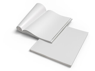 Open Magazine and Book cover with blank page mockup design isolated on background. Blank template...