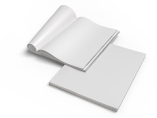 Open Magazine and Book cover with blank page mockup design isolated on background. Blank template for presentation a publication, notebook, catalogs, brochures, magazines, diary, journal, booklet