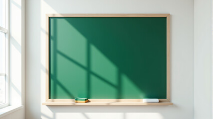 A vibrant green chalkboard framed elegantly, perfect for classrooms and presentations.