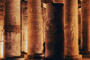 Column relief of the double temple of Kom Ombo in Egypt