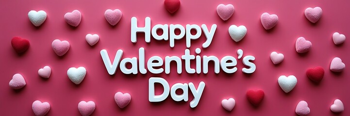 Fototapeta premium Elegant cursive 'Happy Lover's Day' lettering in beautiful letters on a vibrant romantic pink background. Calligraphic design for print cards, banner, poster Hand drawn text. vector illustrations.