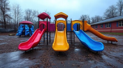 Playground slide action local park photography outdoor wide angle fun and adventure