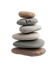 Stacked Stones Zen Rocks Balance for Spa Serenity and Meditation, Nature Pebbles in Gray, Brown, and White, Transparent Background, AI Generated Images