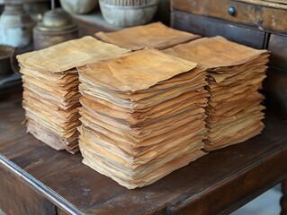 Ancient manuscript collection heritage site photography indoor close-up historical preservation