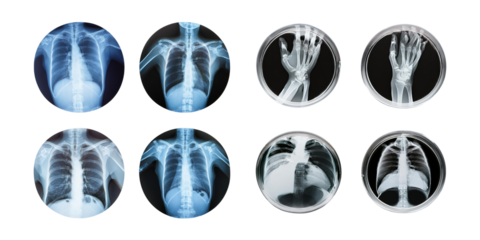 Collection of X-ray Images for Medical Use, PNG collection, set bundle, isolate on transparent or white background