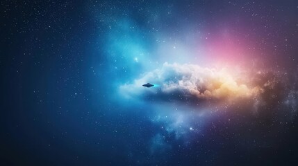 Fototapeta premium Ethereal UFO Encounter in Cosmic Atmosphere