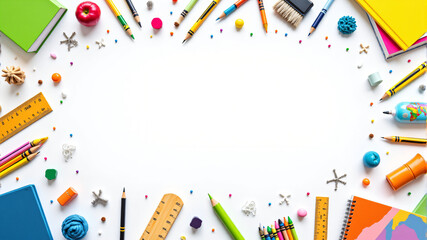 Obraz premium A vibrant array of stationery items, perfect for inspiring creativity and organization.