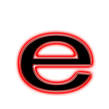 3d letter e small red and black  glowing button