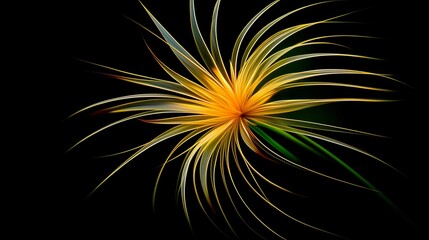 Fototapeta premium Abstract yellow flower, dark background, artistic, design element