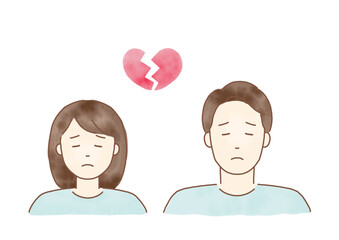かわいい手描き水彩風の別れるカップルのベクターイラスト
