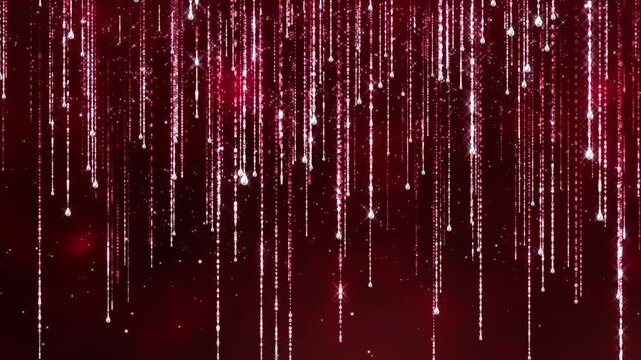Beautiful luxury red magical stardust diamond. particles trails sparkling and falling. fine bokeh glowing shimmering. for Oscar award ceremony event,Modern background,motion design,Loopable,LED,4K
