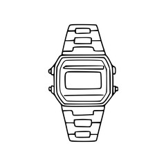 a line art drawing of a watch icon