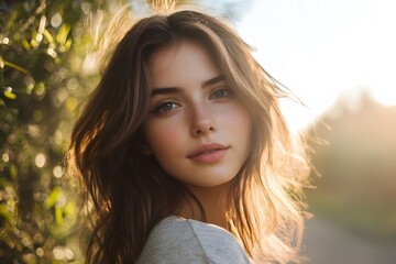 Naklejka premium portrait of a woman, Generative AI