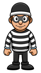 Obraz premium burglar isolated black outline vector illustration, transparent background