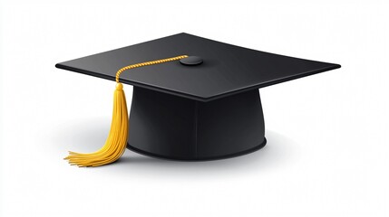 Digital Education: Computer and Graduation Hat Symbolizing Online Schooling and Learning