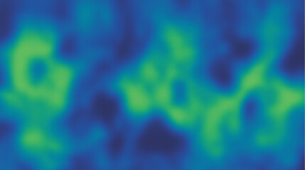 Abstract digital heat map with vibrant gradient hues of blue and green forming irregular amoeba-like shapes in a pixelated, textured appearance. Modern and conceptual thermal scan-inspired design.