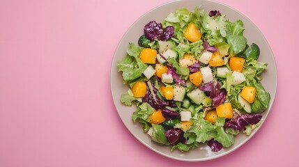 Delicious Fresh Salad Bowl with Mixed Greens, Cucumber, and Tomatoes