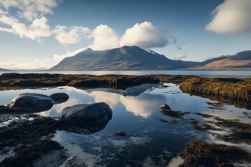 lake and mountains, Generative AI