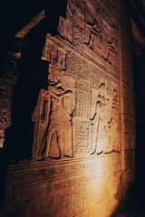 Wall relief of the double temple Kom Ombo in Egypt