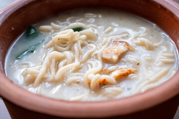 shoyu ramen in traditional bowl close up