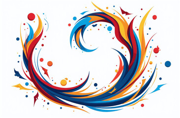 Obraz premium Colorful letter O with swirling orange and blue paint strokes, splashes, on white background. Concept of vibrant energy and creativity