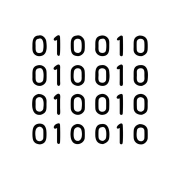 Simple black vector icon of binary code represented by 0s and 1s