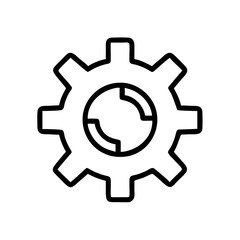 Simple black vector icon of a gear symbol for settings and configuration
