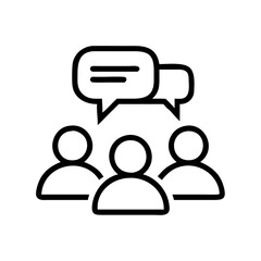 Simple black vector icon of a group chat bubble for communication