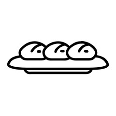 simple black plate of sushi icon with three pieces