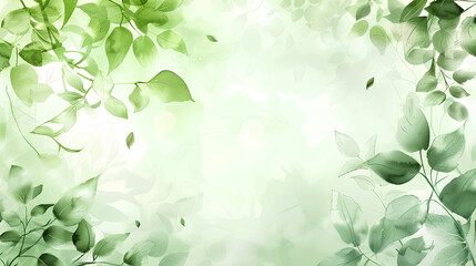 Obraz premium light green and white background with watercolor floral leaves, creating an elegant and nature-inspired backdrop suitable for various uses such as a wedding invitation card template