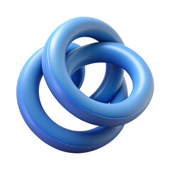Abstract 3D Render of Interlocking Blue Rings Modern Geometric Design