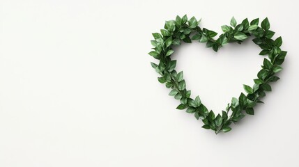 Green Heart: A delicate heart shape crafted from vibrant green leaves, a simple yet powerful symbol of love, hope, and nature's beauty. Perfect for wedding, Valentines.